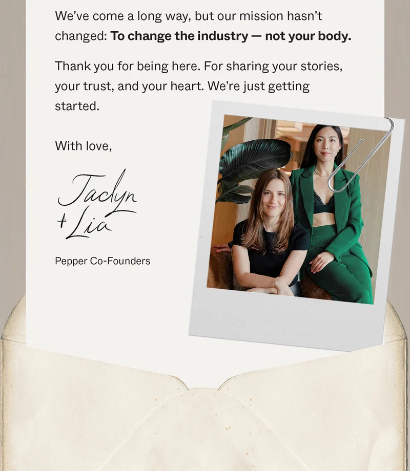 Letter from the Pepper Co-Founders, Lia and Jaclyn
