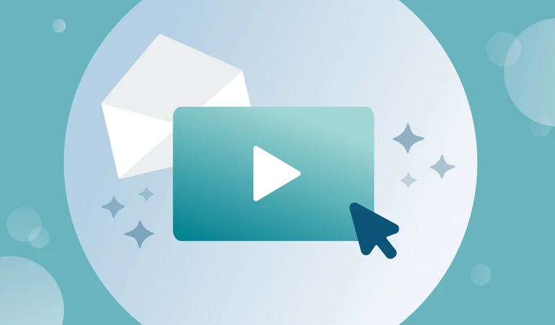 An email envelope with a play button in front of it