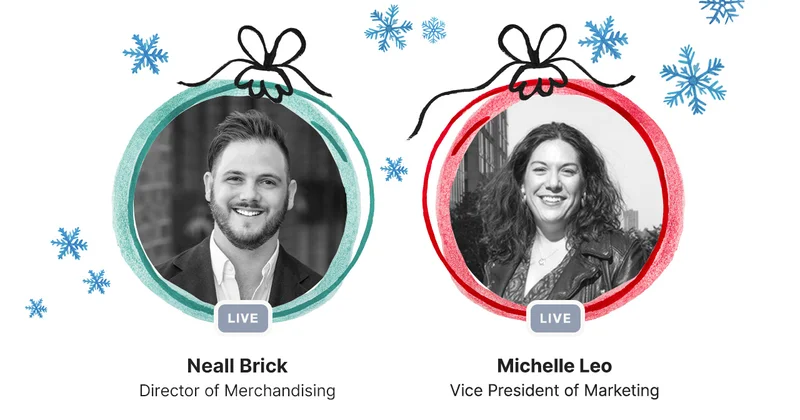 Portrait photos of Neall Brick Director of Merchandising and Michelle Leo Vice President of Marketing