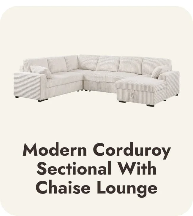 Save on Modern Corduroy Sectional With Chaise Lounge