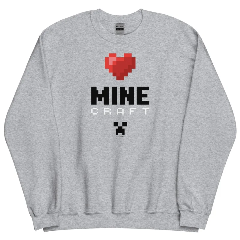 Image of Heart Minecraft Adult Sweatshirt