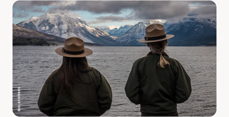 A couple of Rangers at Glacier National Park keeping watch over Hidden Lake