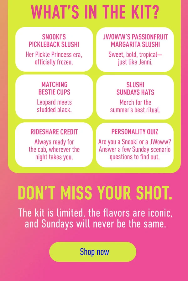 What's in the kits? Don't miss your shot.