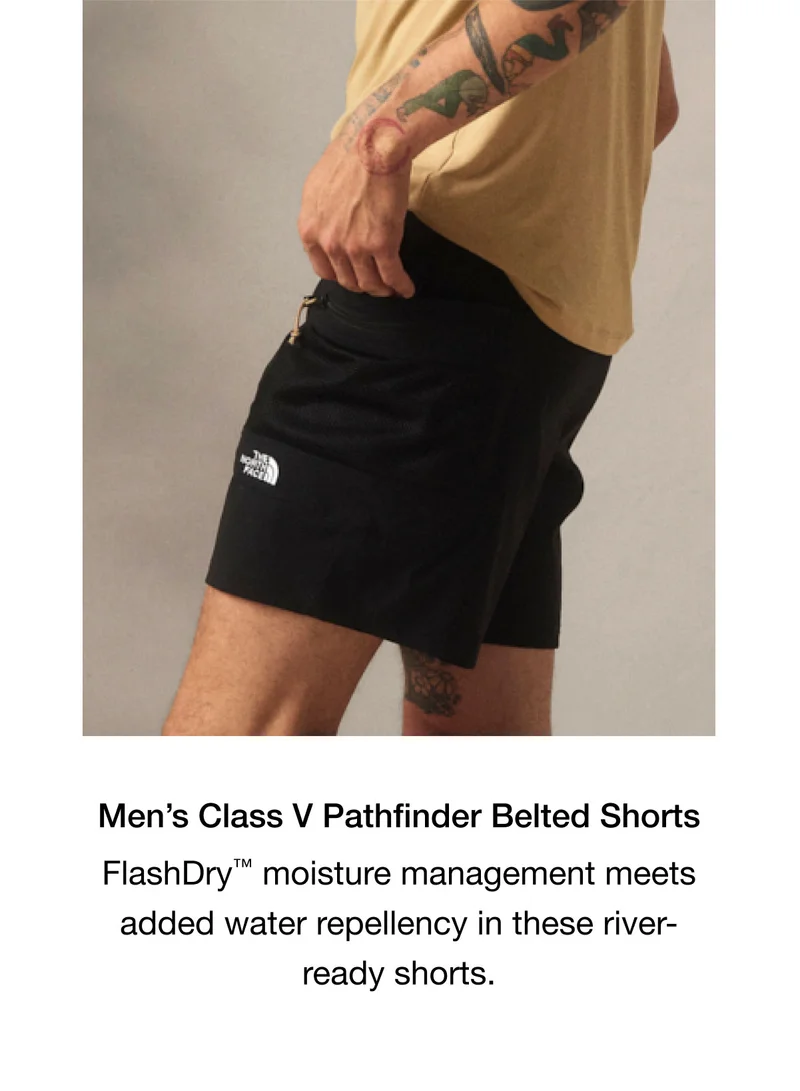 Men's Class V Pathfinder Belted Shorts. FlashDry'™ moisture management meets added water repellency in these river-ready shorts.
