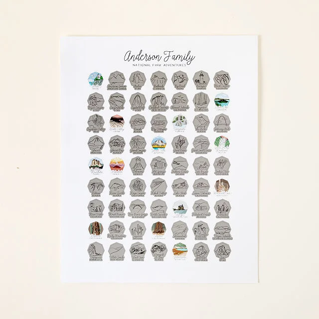Personalized National Parks Scratch Off Poster