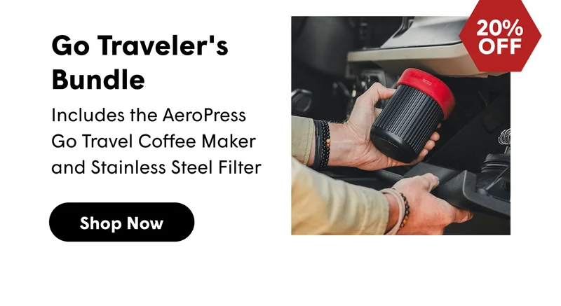 Go Traveler's Bundle Includes the AeroPress Go Travel Coffee Maker and Stainless Steel Filter [SHOP NOW]