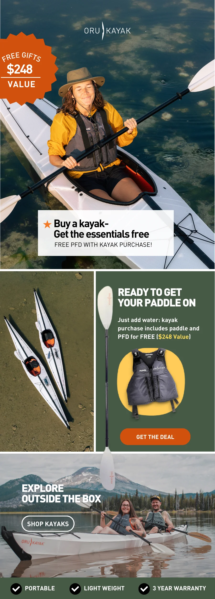 WEEKEND DEAL: FREE PADDLE + PFD WITH PURCHASE WEEKEND DEAL: FREE PADDLE + PFD WITH PURCHASE