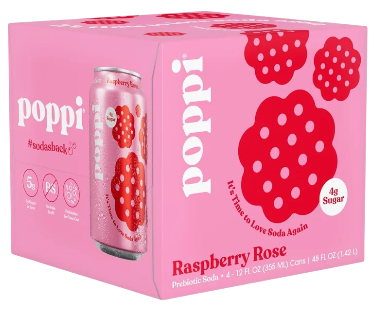 Image of Raspberry Rose Prebiotic Soda (4 Pack)