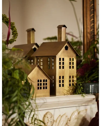 Elodie Mantel Houses (Set of 2) - Brass