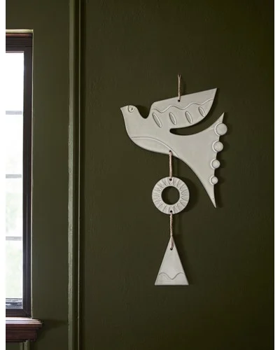 Dove Wall Hanging by Sarah Sherman Samuel, Grey w/ Jute-Gray