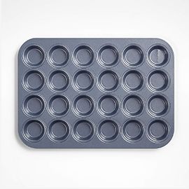 Crate & Barrel Slate Blue 24-Cup Mini Muffin Pan