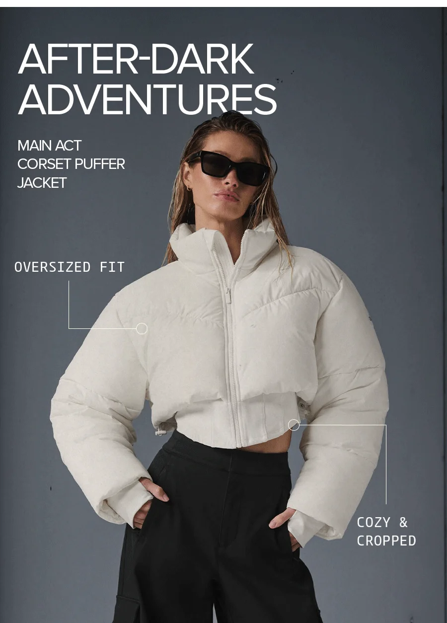 AFTER-DARK ADVENTURES. Main Act Coreset Puffer. Oversized Fit. Cozy & Cropped