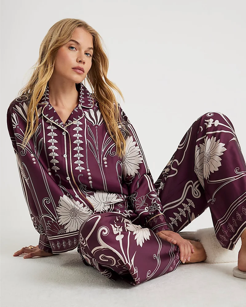 Red Floral Print Pyjama Set