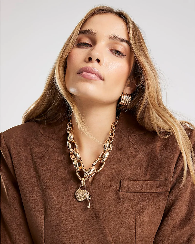 Gold Chain Heart And Key Necklace