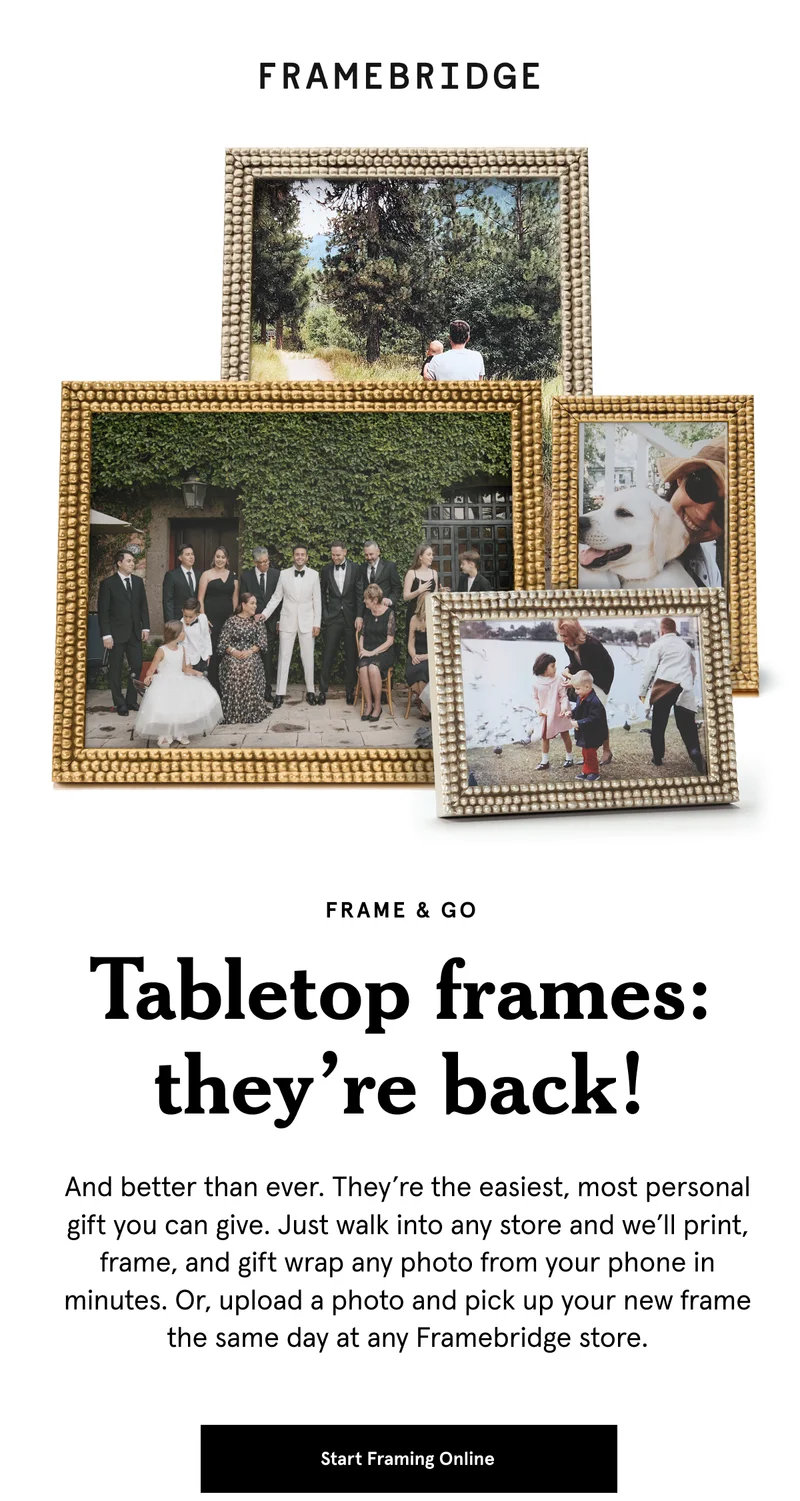 Tabletop frames are back!