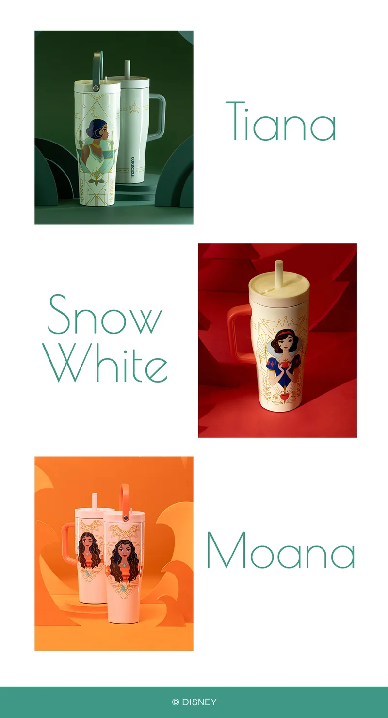 Shop New Moana, Tiana, and Snow White inspired drinkware!