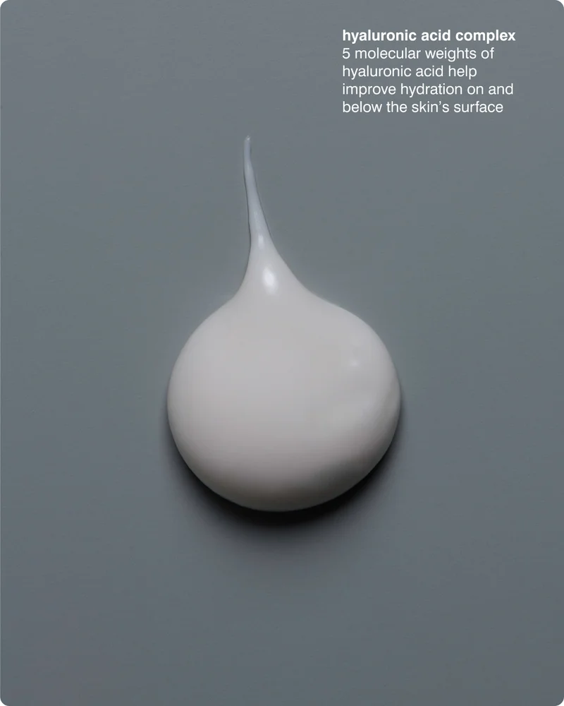 hyaluronic acid complex 5 molecular weights of hyaluronic acid help improve hydration on and below the skin's surface