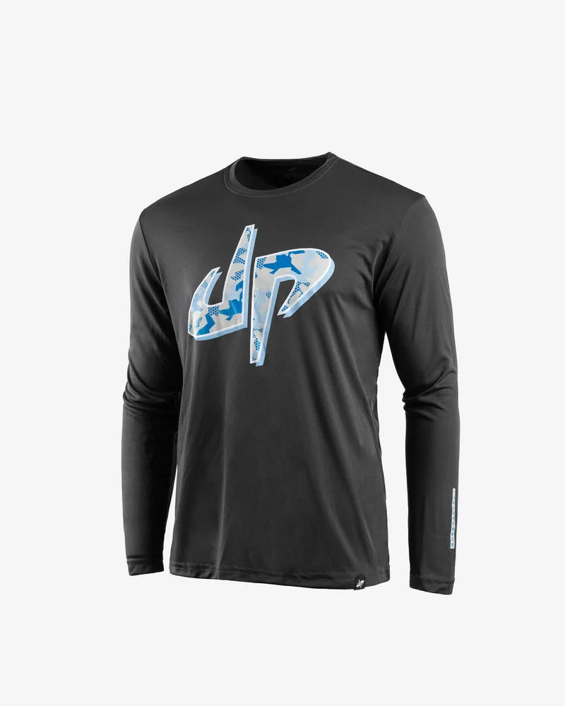 Image of Geo Camo Performance Long Sleeve Tee (Charcoal)
