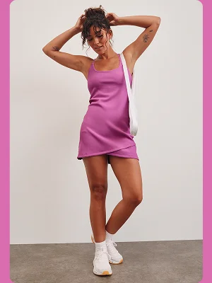 The Line Ribbed Mini Dress in Sunset Violet