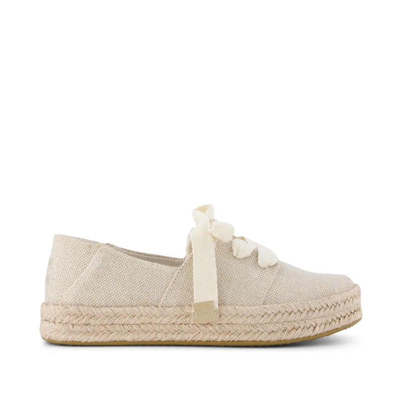 Image of Womens Carolina Lace-Up Espadrille Champagne Glimmer Canvas