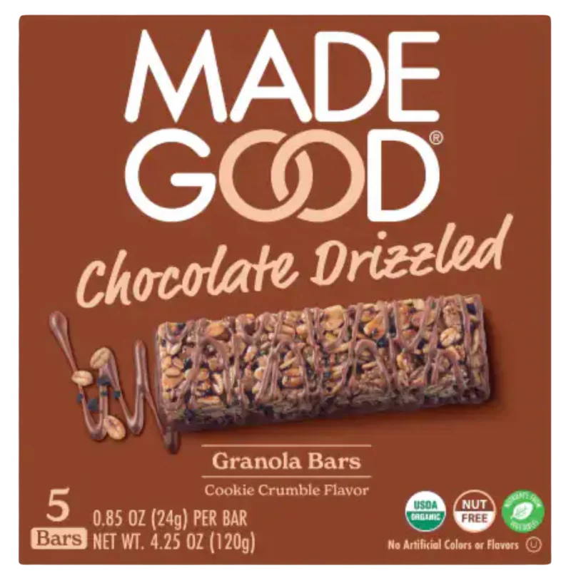 Image of MadeGood Organic Chocolate Drizzle Granola Bar Cookie Flavor (5 CT)