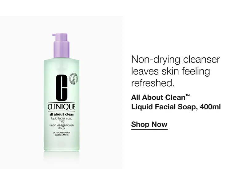 Non-drying cleanser leaves skin feeling refreshed. | All About Clean™ Liquid Facial Soap, 400ml | Shop Now
