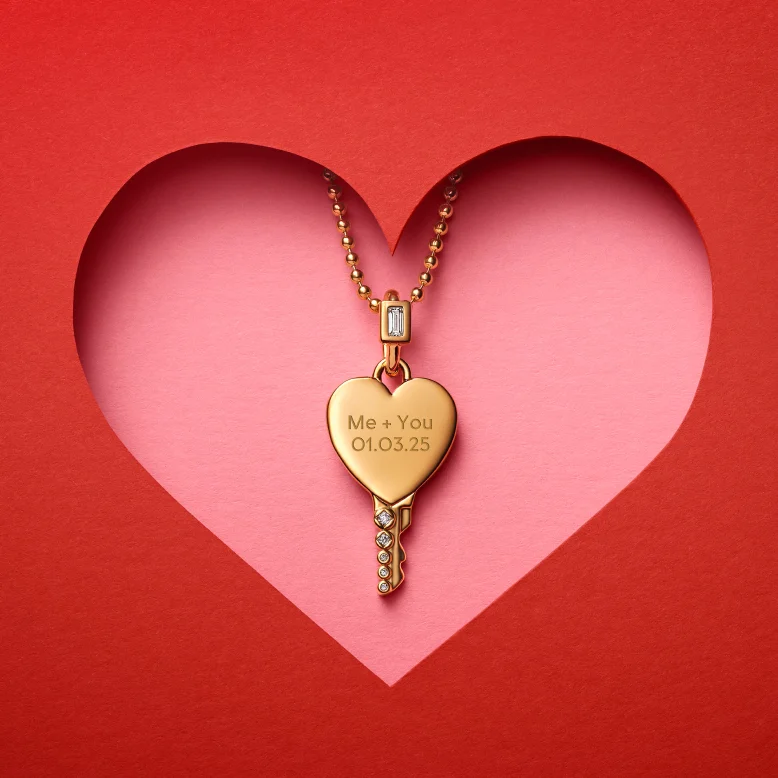 Pandora key charm inside cutout heart