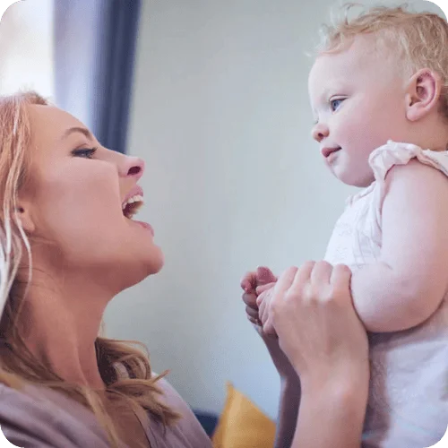 a mom talking to her toddler a mom talking to her toddler