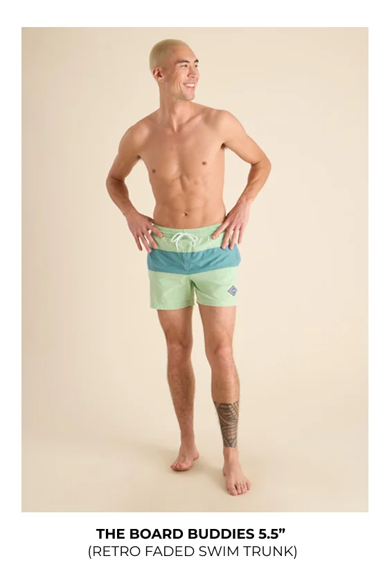 Retro Faded Swim Trunk: The Board Buddies 5.5"