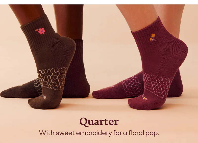 Quarter. With sweet embroidery for a floral pop.