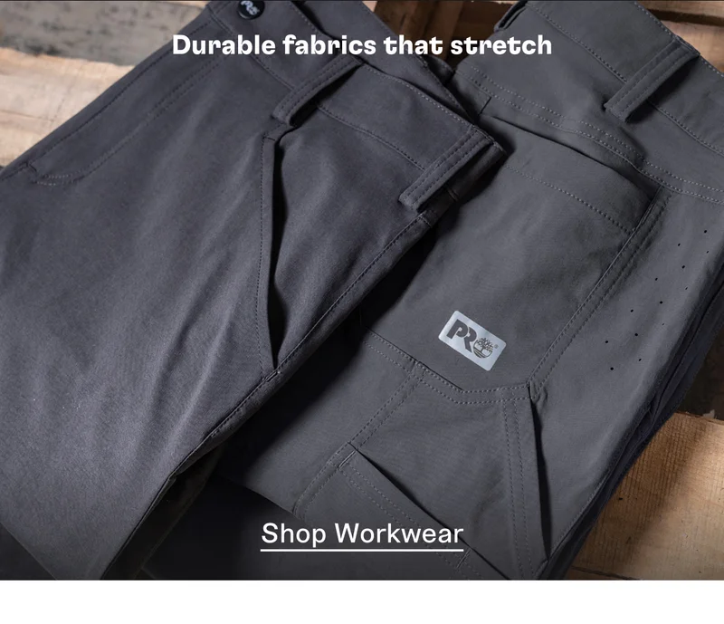 Durable fabrics that stretch. Shop Workwear.