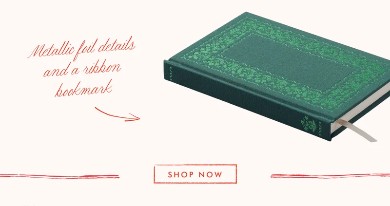 Metallic foil details and a ribbon bookmark | SHOP NOW