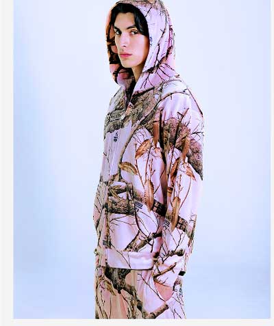 REAL TREE VELOUR HOODIE PINK