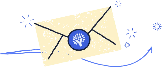envelope with YNAB sticker and sparkle designs