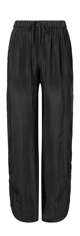 Semi-Sheer Golden Hour High-Waist Straight Leg Pant - black