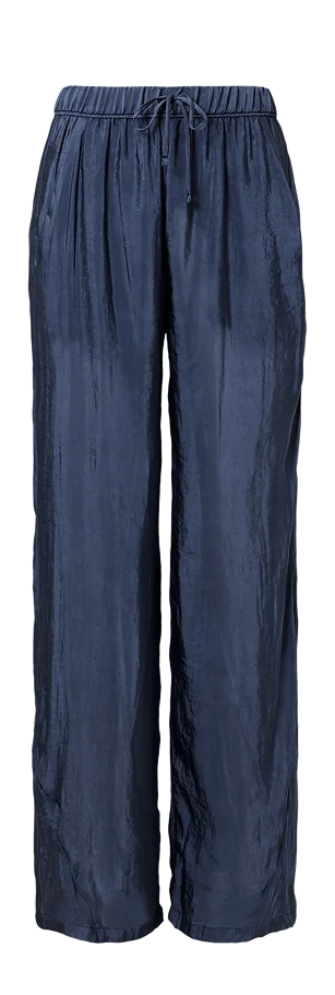 Semi-Sheer Golden Hour High-Waist Straight Leg Pant - navy