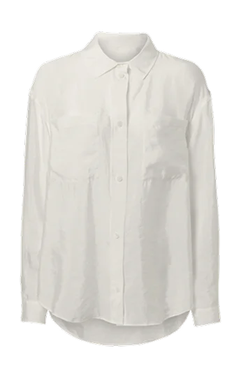 Semi-Sheer Golden Hour Button Down Long Sleeve - ivory