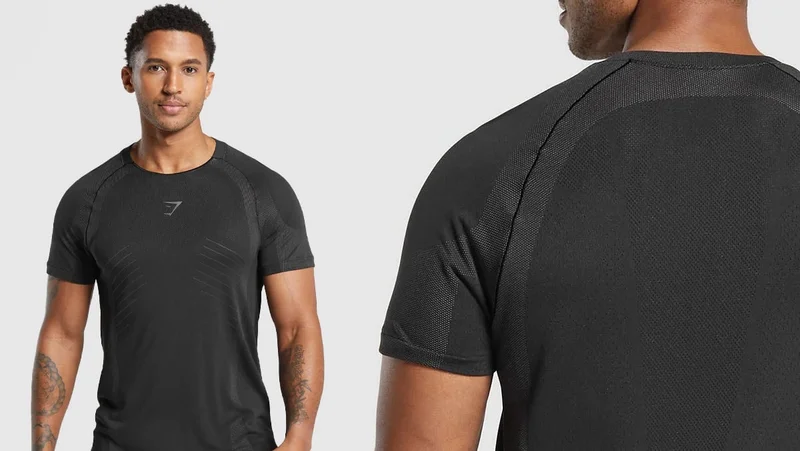 APEX SEAMLESS T-SHIRT. Black/Dark Grey.