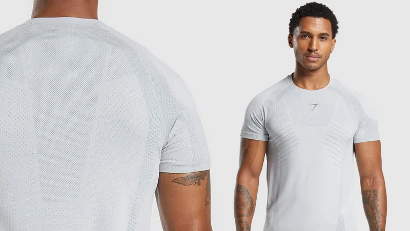 APEX SEAMLESS T-SHIRT. Light Grey/Medium Grey.