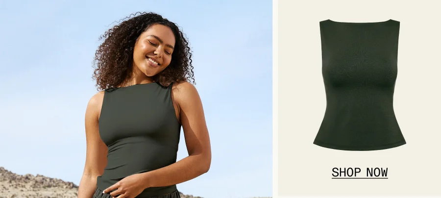 Eclipse Open Back Tank in Slate Green