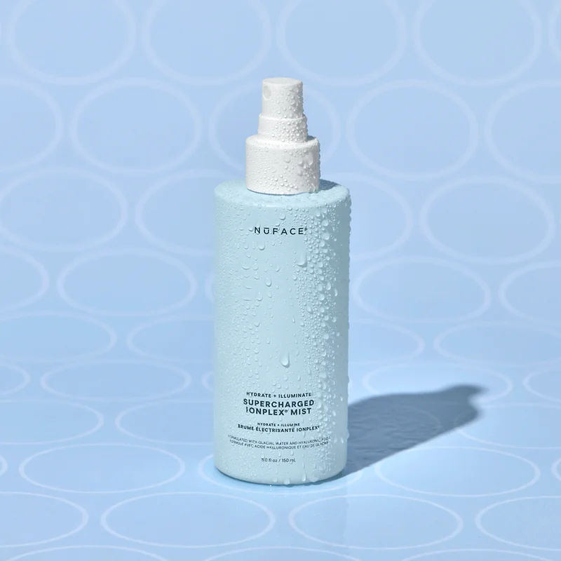 Supercharged IonPlex Mist against light blue background.