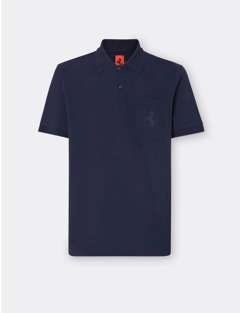 Cotton piqué polo shirt with Prancing Horse