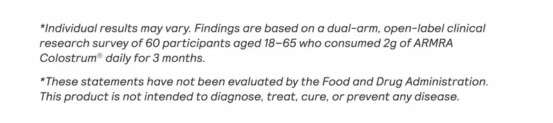 Disclaimer text noting clinical survey details and FDA statement.