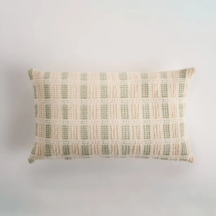 Bolivar Lumbar Pillow Cover Sage Green & Cream Throw Pillows by Tatiana Ordoñez | Minted