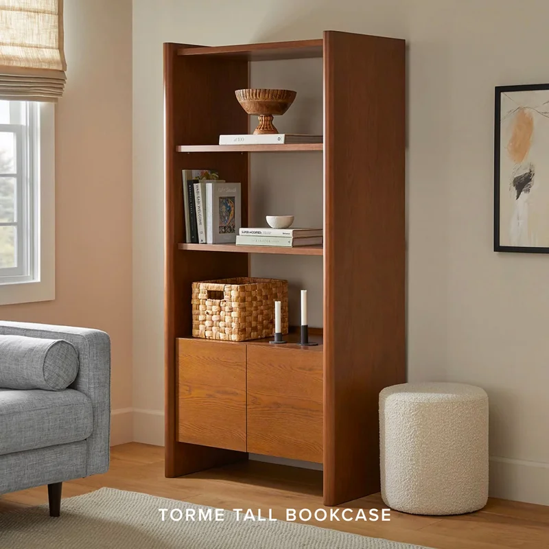 Torme smoked oak tall bookcase.