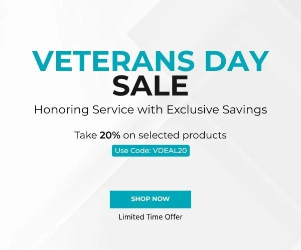 Veterans Day Sale Honoring Service with Exclusive Savings Take 20%off on selected products Use Code: discount code Limited Time Offer Shop Now