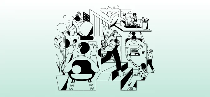 An abstract drawing of people
