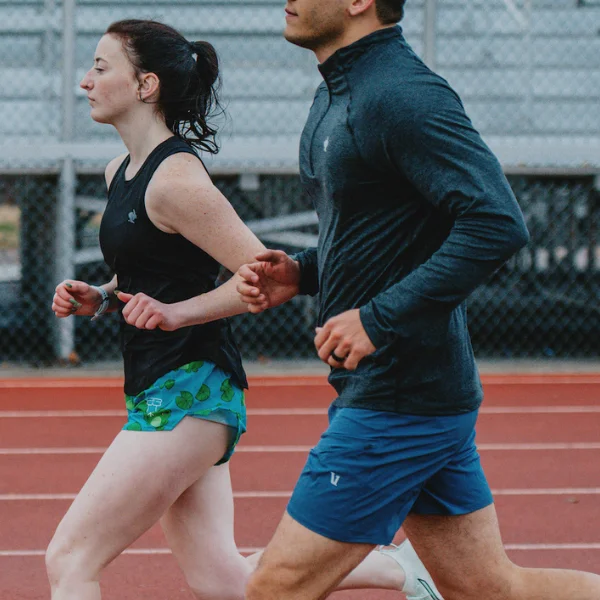 Man and woman running together