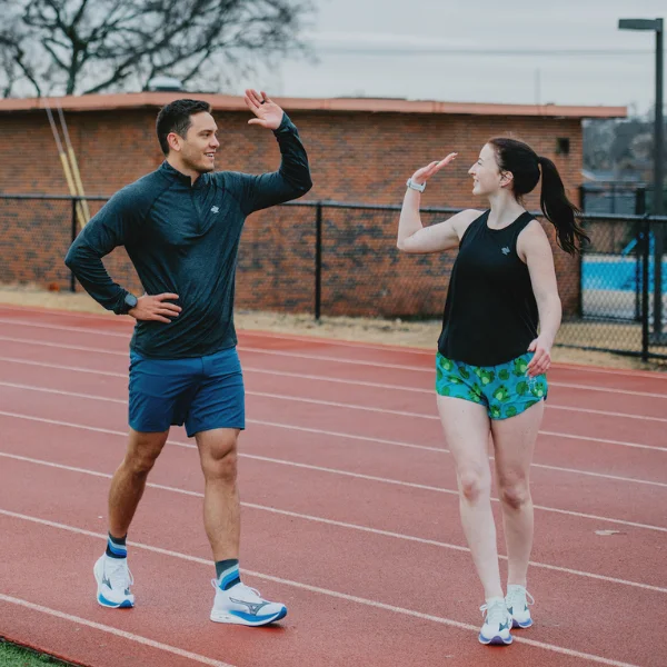 Man and woman on a track