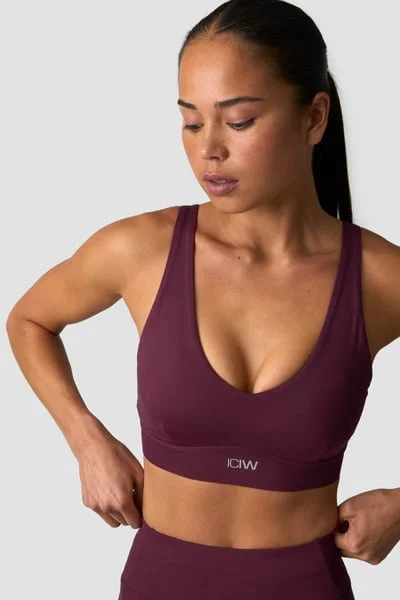 Image of Essential Mid Support Sports Bra Dark Mahogany